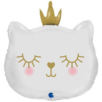 Шар фигура GRABO-ГР Голова кошечки с короной белая (УП)