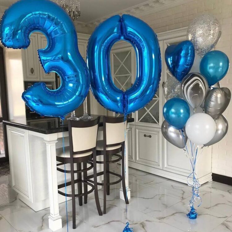 Набор гелиевых воздушных шаров "Синие 30"
